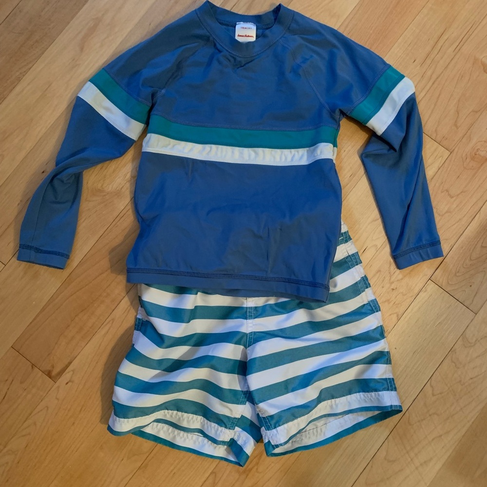 Hanna Andersson Swim Trunks and Rash Guard